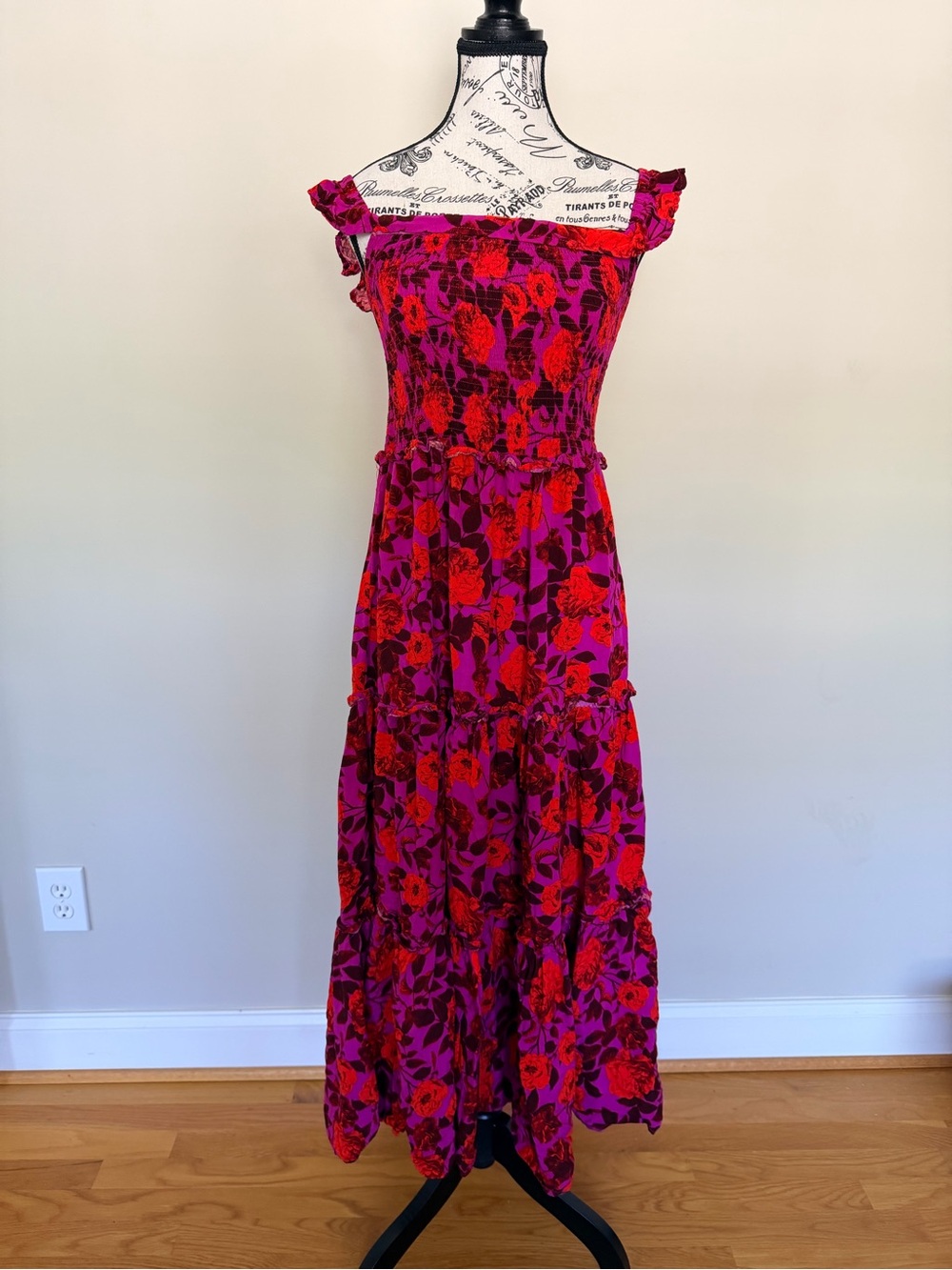 Women's Red & Pink Floral Maxi Dress